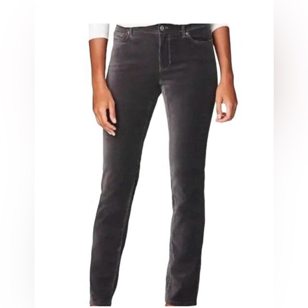 J Jill Jeans Pants Sz 14 Petite Mid Rise Velvet Velour Cotton Spandex Blend Gray